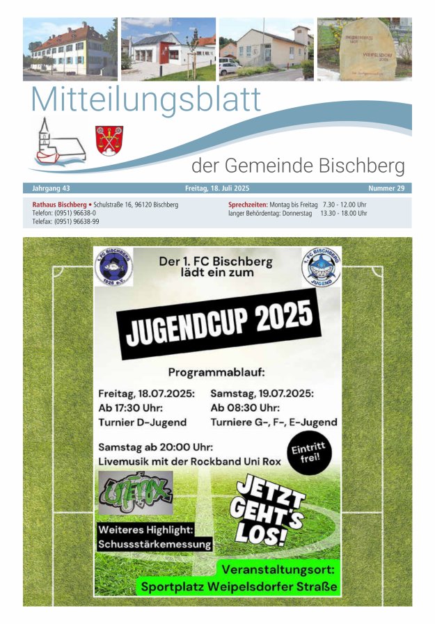 Mitteilungsblatt der Gemeinde Bischberg Titelblatt 29/2025