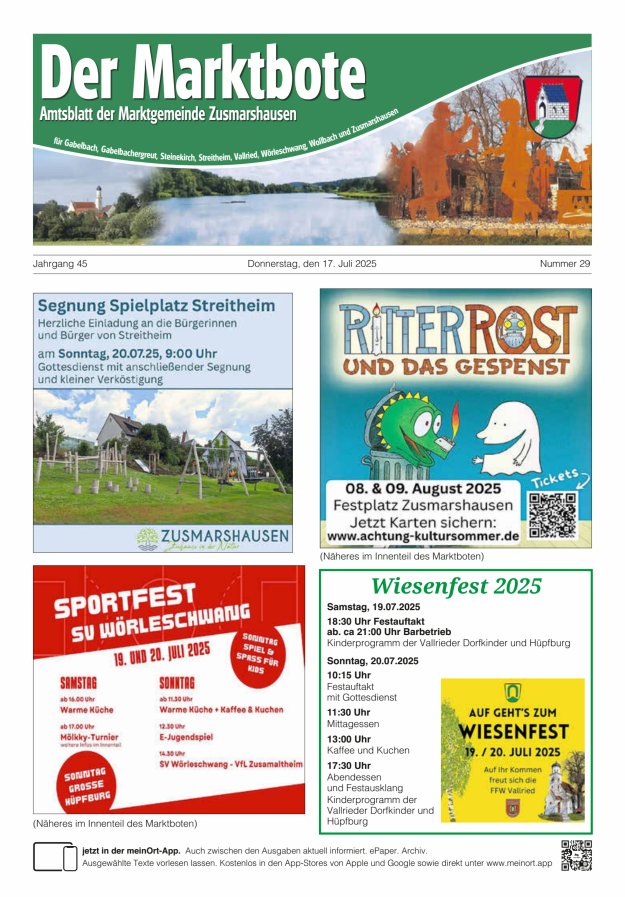 Zusmarshausen - Der Marktbote Titelblatt 29/2025
