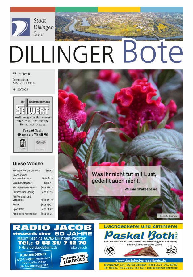 Dillinger Bote Titelblatt 29/2025