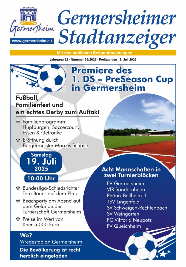 Germersheimer Stadtanzeiger Titelblatt 29/2025