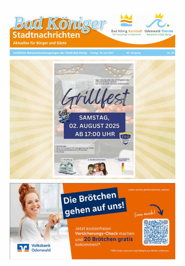 Bad Königer Stadtnachrichten und Badeblatt Titelblatt 29/2025