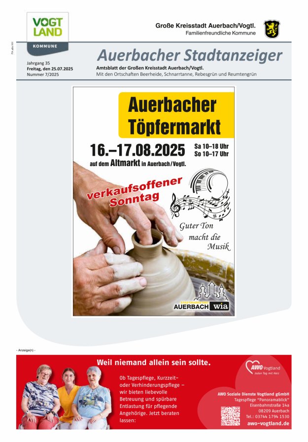 Auerbacher Stadtanzeiger Titelblatt 07/2025