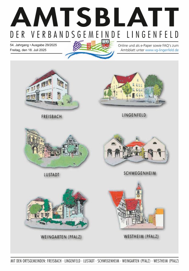 Amtsblatt der VG Lingenfeld Titelblatt 29/2025
