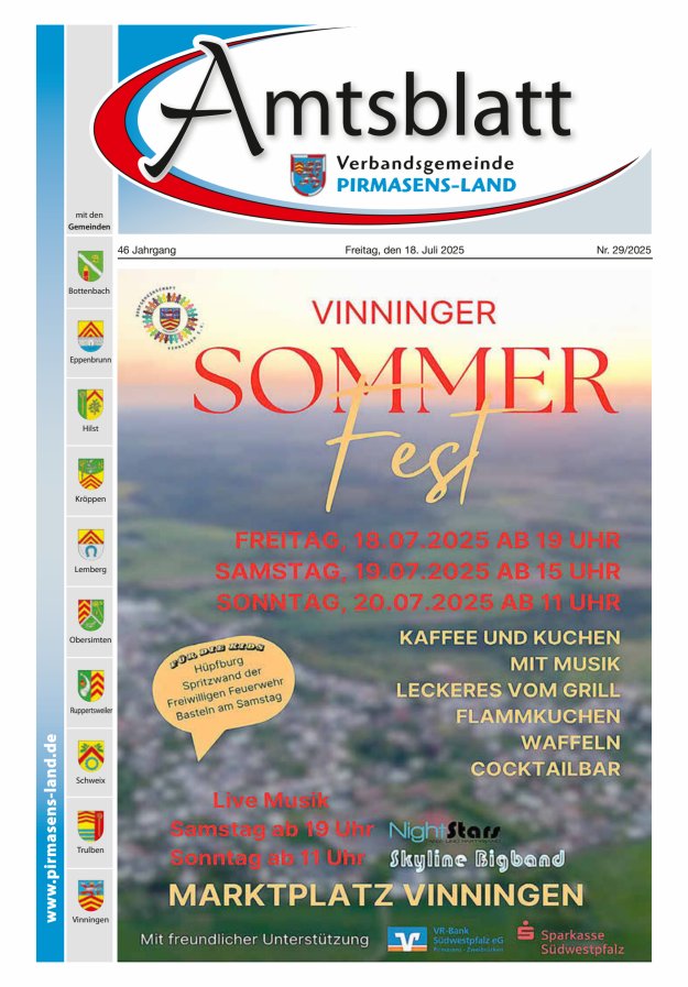 Amtsblatt VG Pirmasens-Land Titelblatt 29/2025