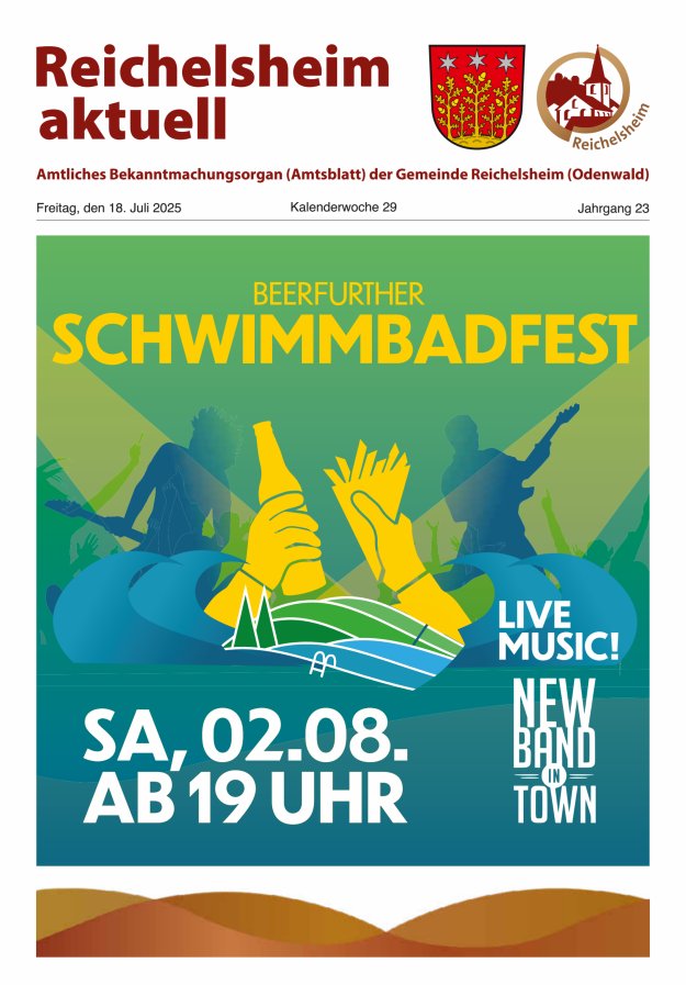 Reichelsheim aktuell - Amtsblatt der Gemeinde Reichelsheim(Odenwald) Titelblatt 29/2025