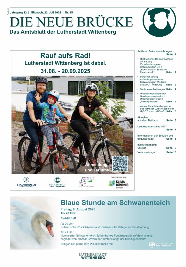 Die neue Brücke – Das Amtsblatt der Lutherstadt Wittenberg Titelblatt 15/2025