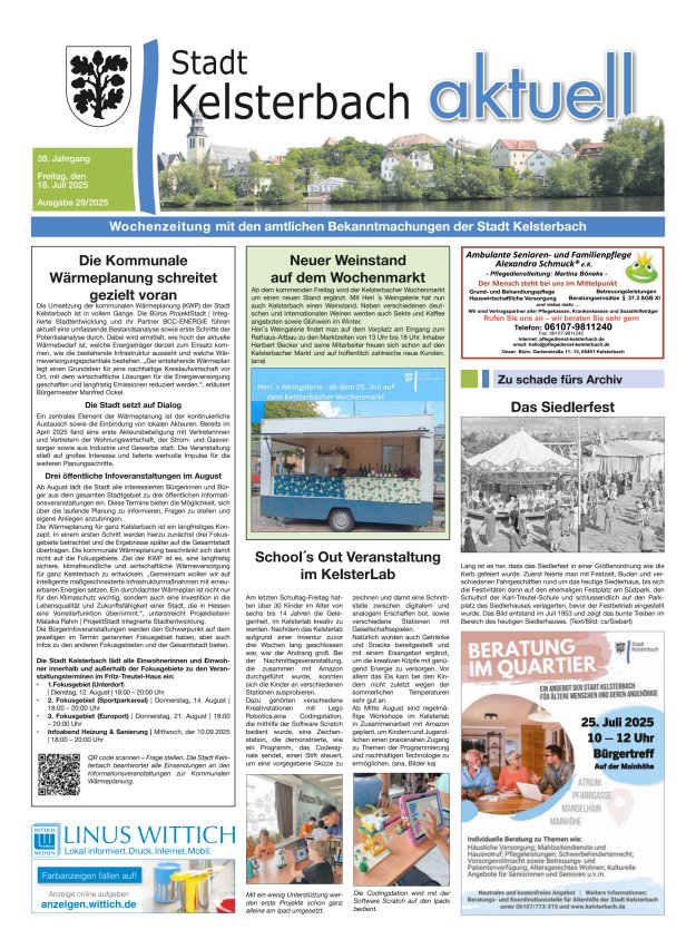 Kelsterbach aktuell Titelblatt 29/2025