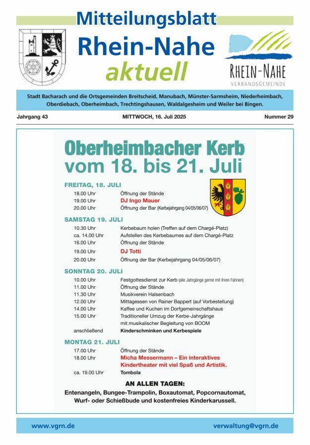 Rhein-Nahe aktuell Titelblatt 29/2025