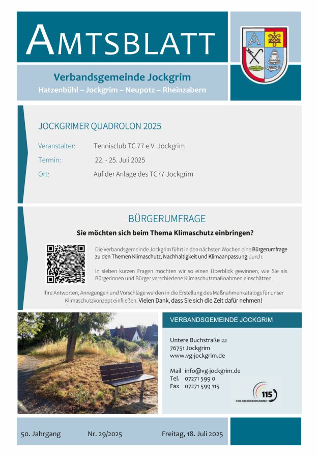 Amtsblatt VG Jockgrim Titelblatt 29/2025