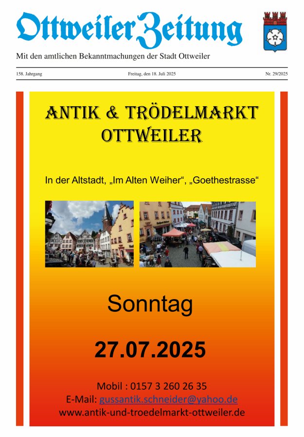 Ottweiler Zeitung Titelblatt 29/2025