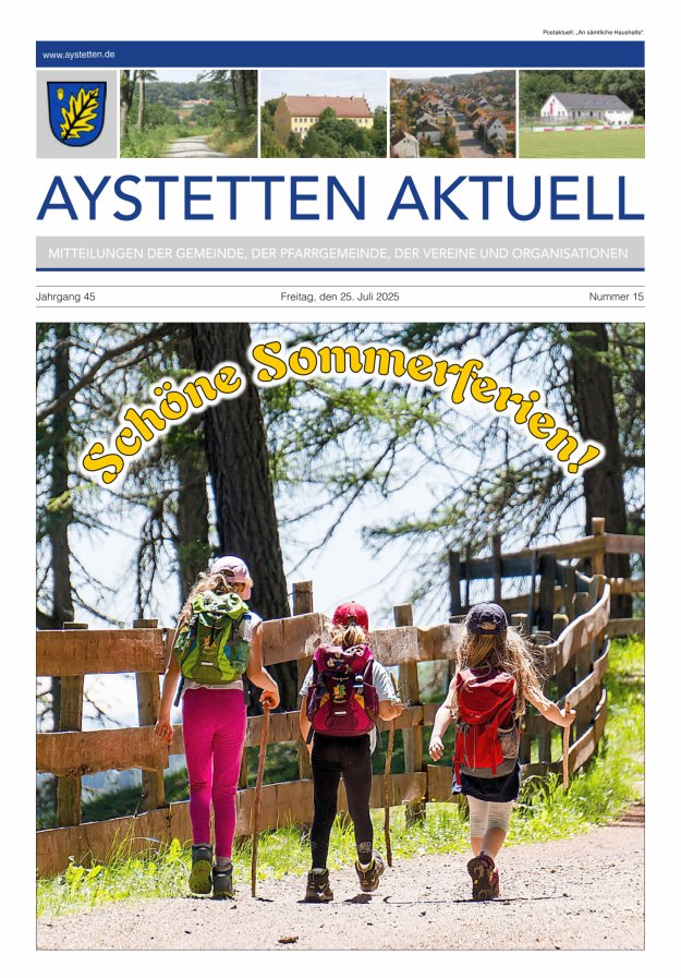 Aystetten Aktuell Wir über uns Titelblatt 15/2025