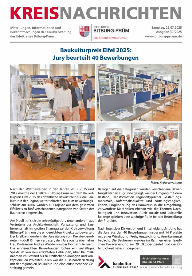 Kreis Bitburg-Prüm Titelblatt 30/2025