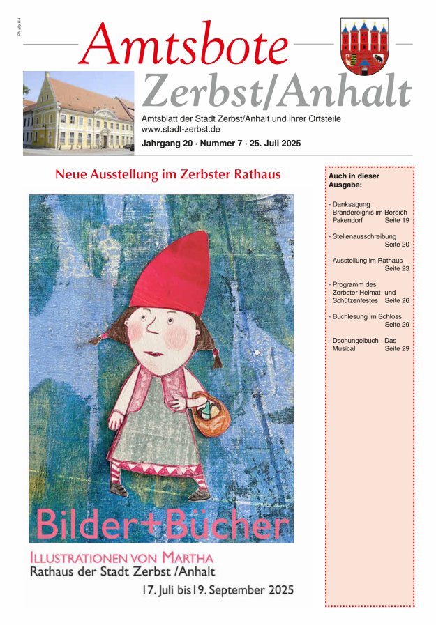 Amtsbote Zerbst/Anhalt – Amtsblatt der Stadt Zerbst/Anhalt und ihrer Ortsteile Titelblatt 07/2025