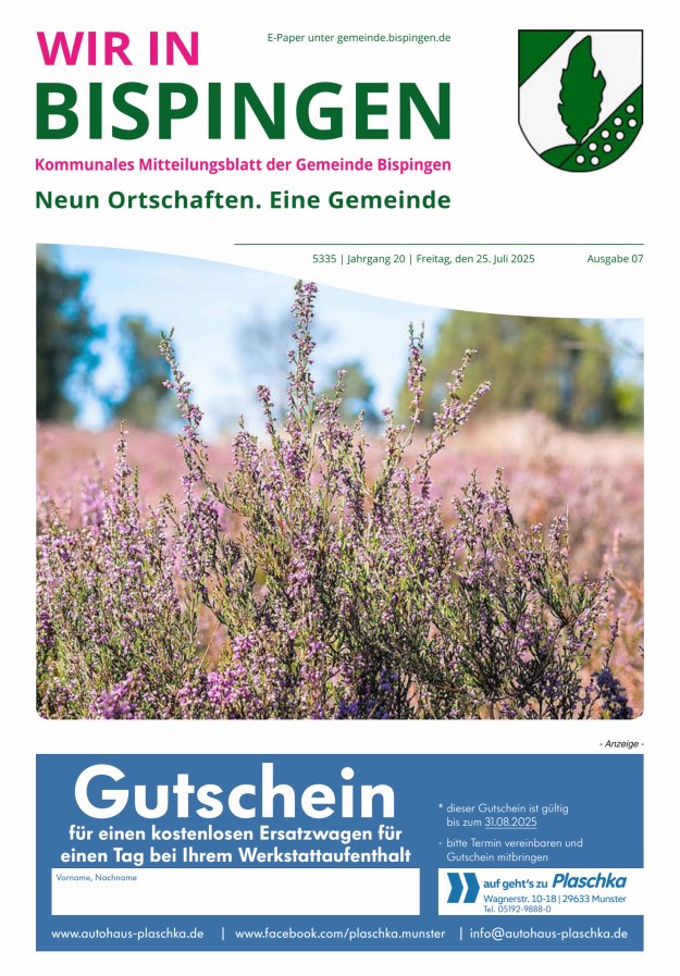 Wir in Bispingen Titelblatt 07/2025