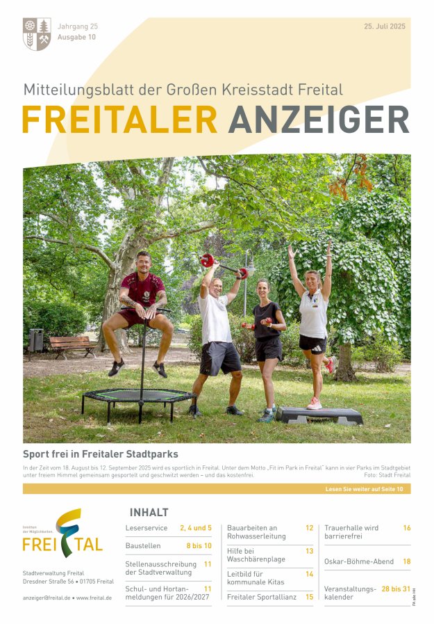 Freitaler Anzeiger - Amtsblatt der Großen Kreisstadt Freital Titelblatt 10/2025