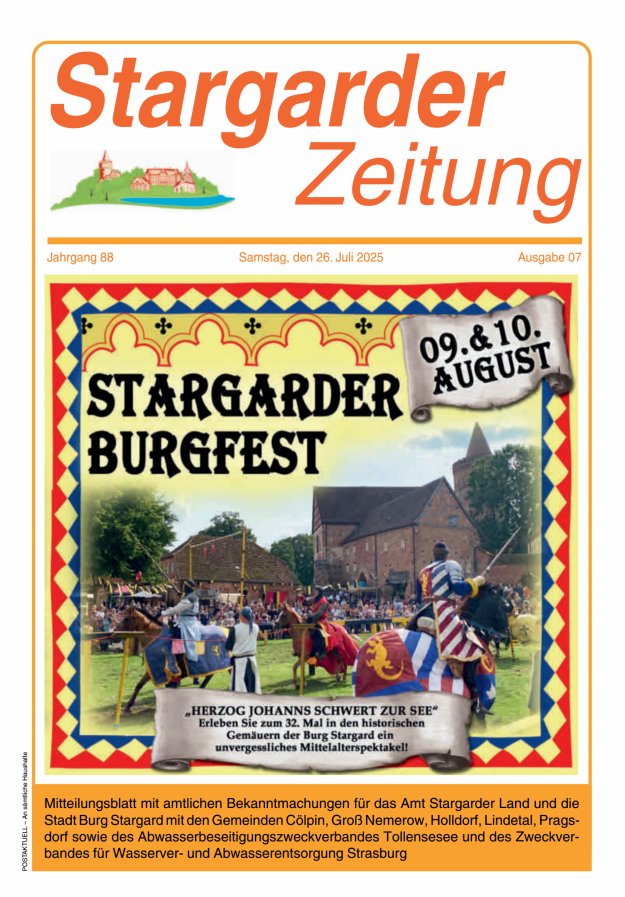 Stargarder Zeitung Titelblatt 07/2025