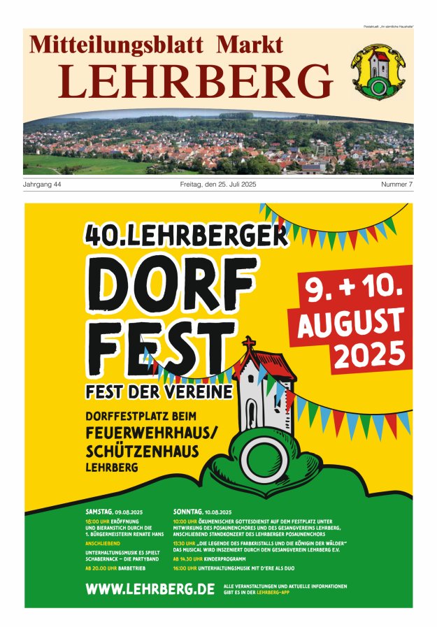 Mitteilungsblatt Markt Lehrberg Titelblatt 07/2025