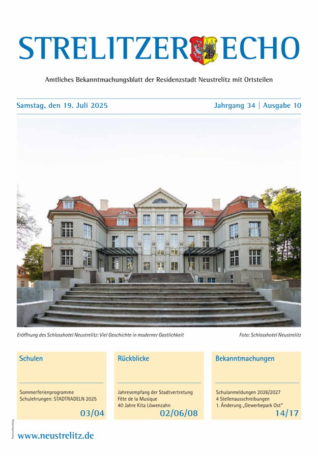 Strelitzer Echo Titelblatt 10/2025