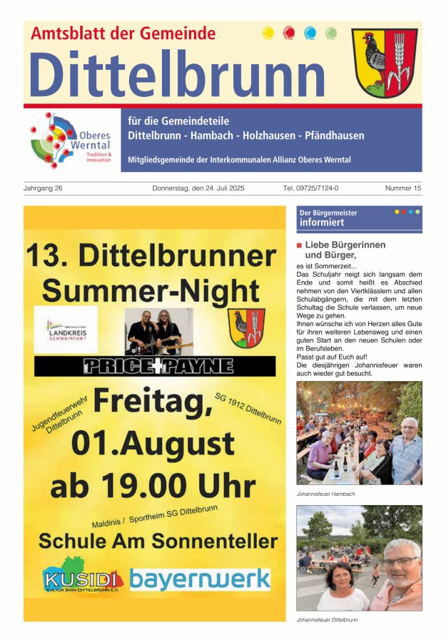 Amtsblatt der Gemeinde Dittelbrunn Titelblatt 15/2025