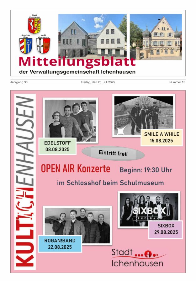 Mitteilungsblatt der Verwaltungsgemeinschaft Ichenhausen Titelblatt 15/2025