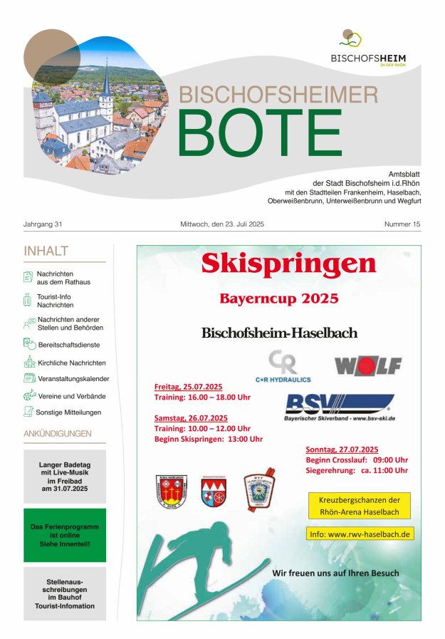 Bischofsheimer Bote Titelblatt 15/2025