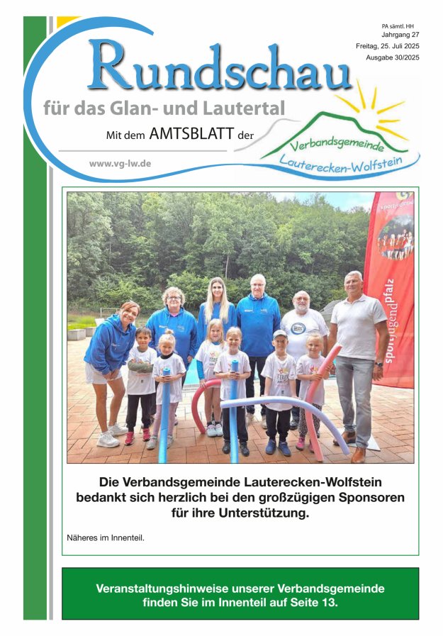 Rundschau für das Glan- und Lautertal Titelblatt 30/2025
