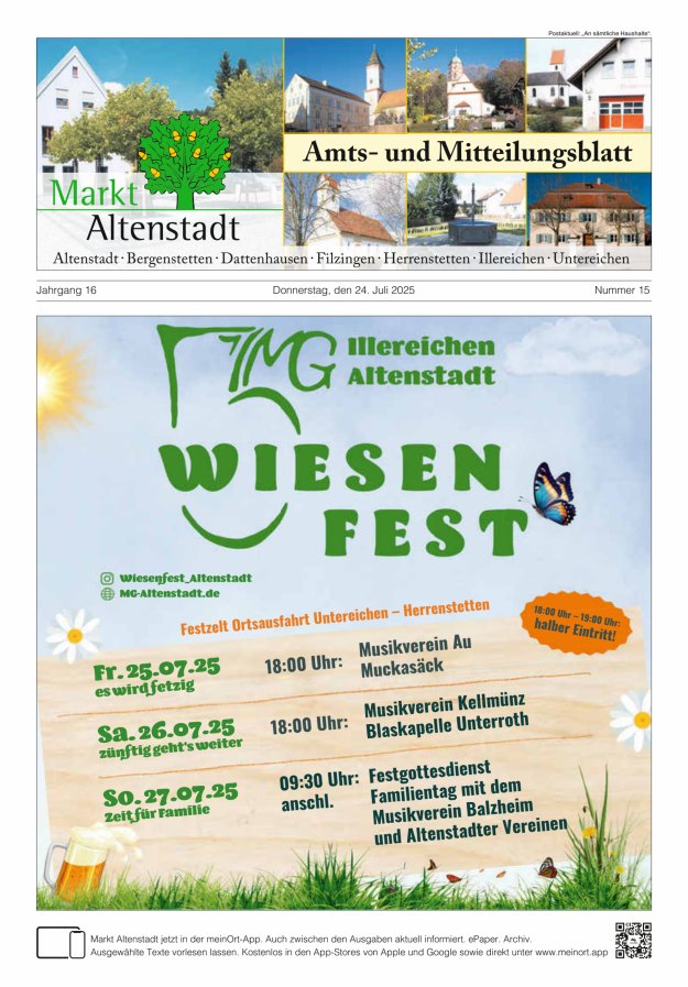 Amts- und Mitteilungsblatt des Marktes Altenstadt Titelblatt 15/2025