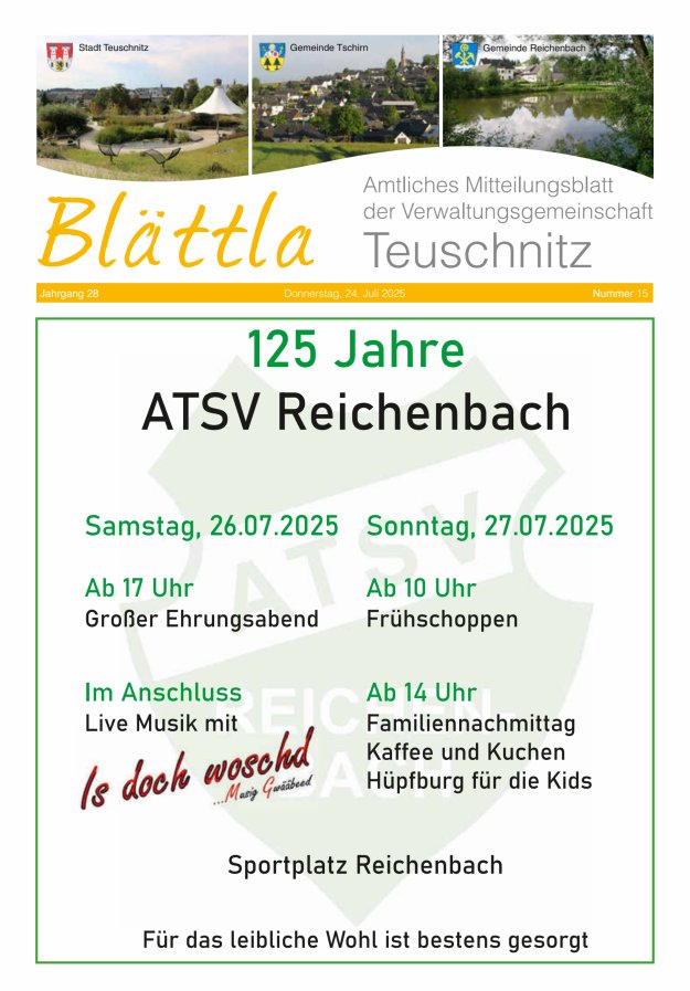 VG-Nachrichten Teuschnitz Titelblatt 15/2025