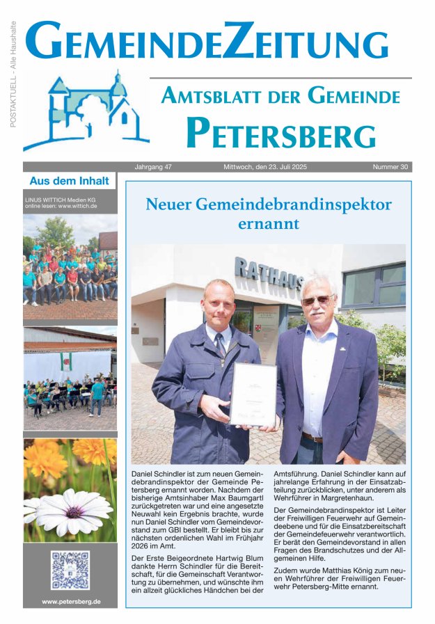 Amtsblatt Blickpunkt Petersberg Titelblatt 30/2025