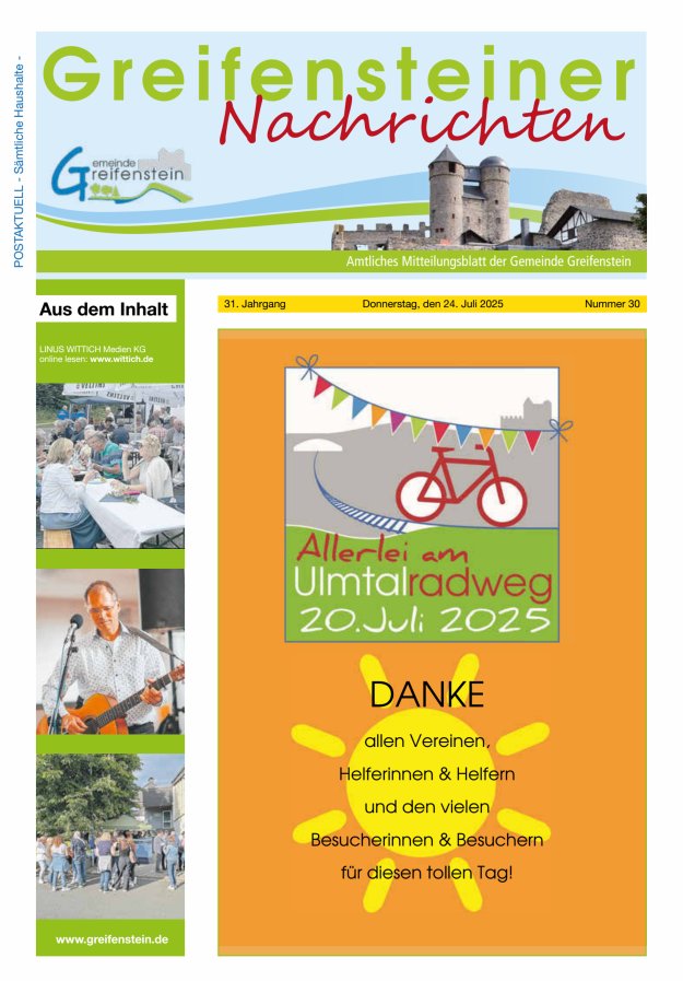 Mitteilungsblatt der Gemeinde Greifenstein Titelblatt 30/2025