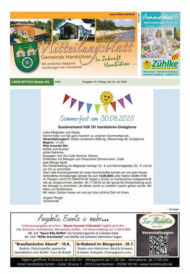 Mitteilungsblatt der Gemeinde Hambühren Titelblatt 15/2025