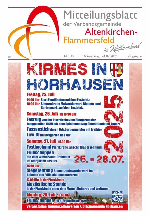 Mitteilungsblatt Verbandsgemeinde Altenkirchen-Flammersfeld Titelblatt 30/2025