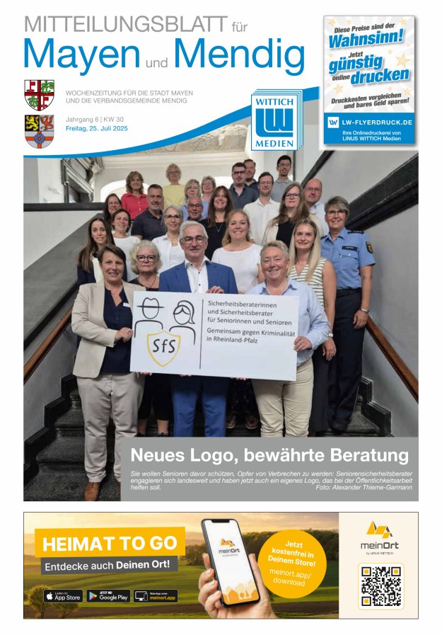 Mitteilungsblatt für Mayen und Mendig Titelblatt 30/2025