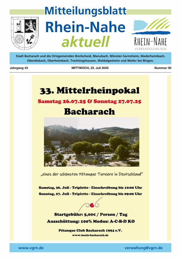 Rhein-Nahe aktuell Titelblatt 30/2025