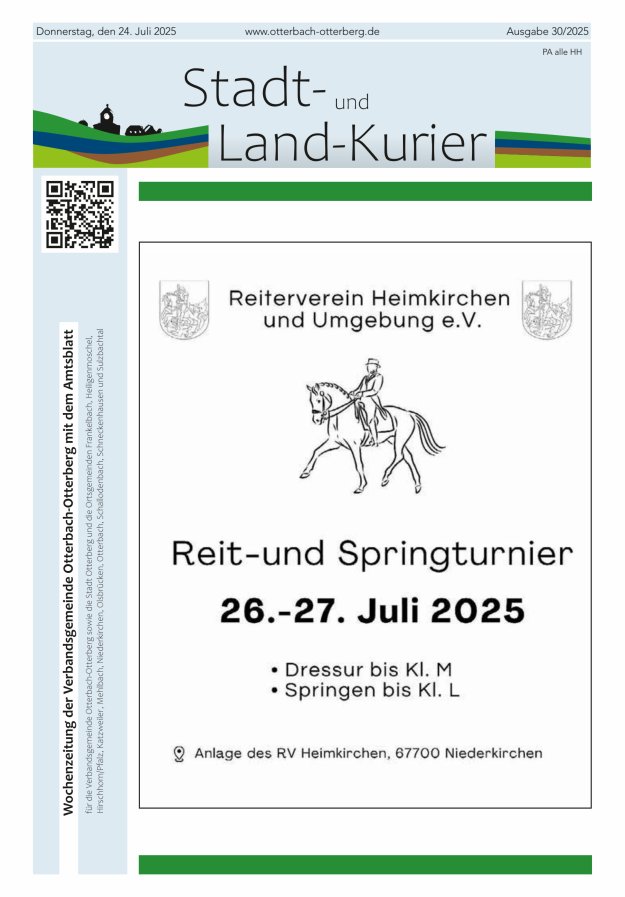 Stadt- und Land-Kurier Otterbach-Otterberg Titelblatt 30/2025
