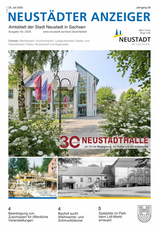Neustädter Anzeiger - Amts- und Heimatblatt der Stadt Neustadt in Sachsen Titelblatt 15/2025
