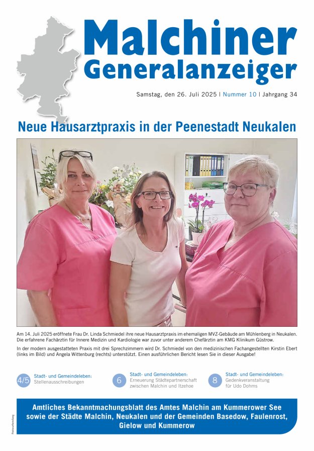 Malchiner Generalanzeiger Titelblatt 10/2025