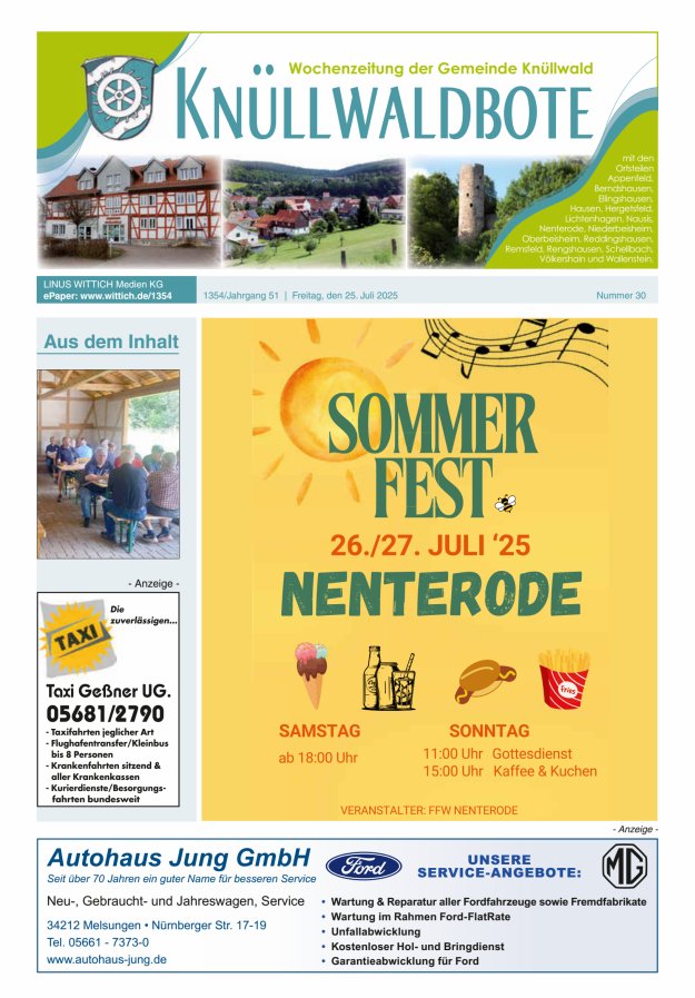 Knüllwaldbote Titelblatt 30/2025
