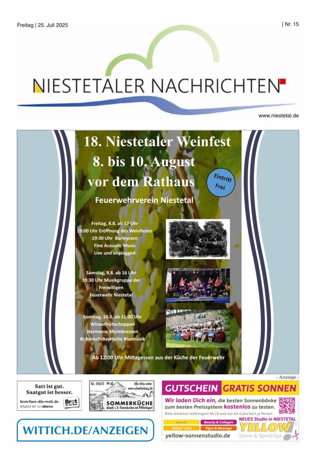 Niestetaler Nachrichten Titelblatt 15/2025