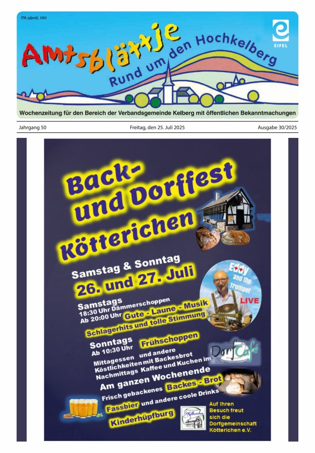Amtsblättje - Rund um den Hochkelberg Titelblatt 30/2025