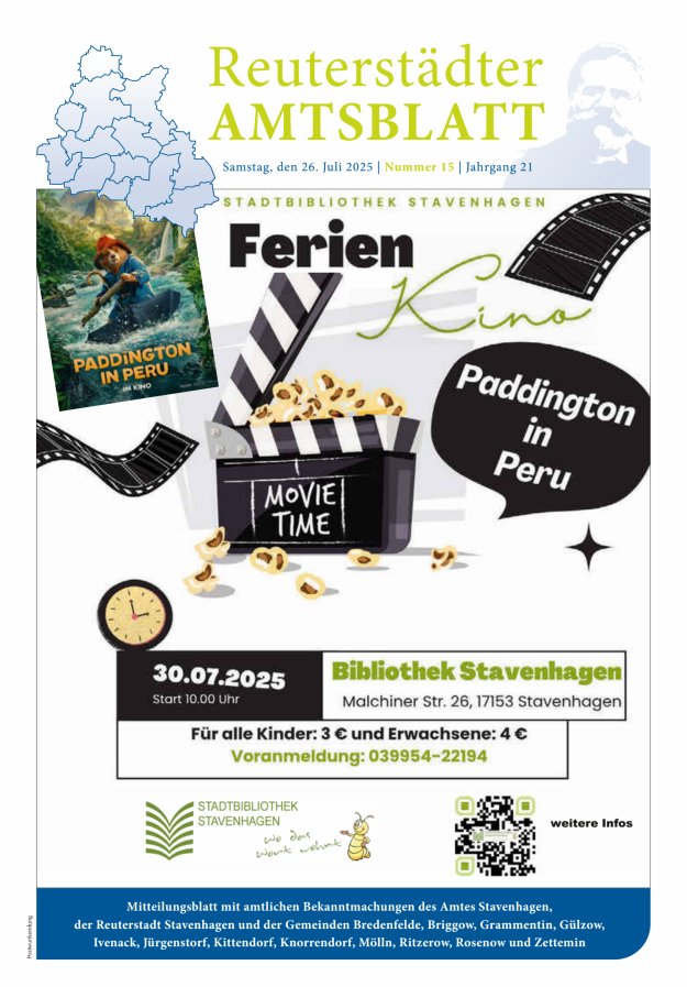 Reuterstädter Amtsblatt Titelblatt 15/2025