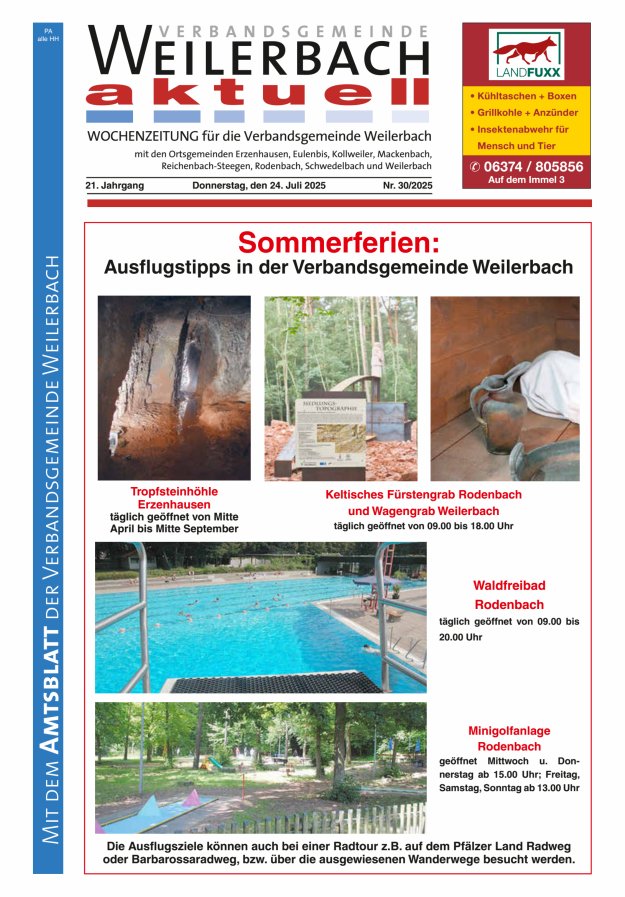Verbandsgemeinde Weilerbach aktuell Titelblatt 30/2025