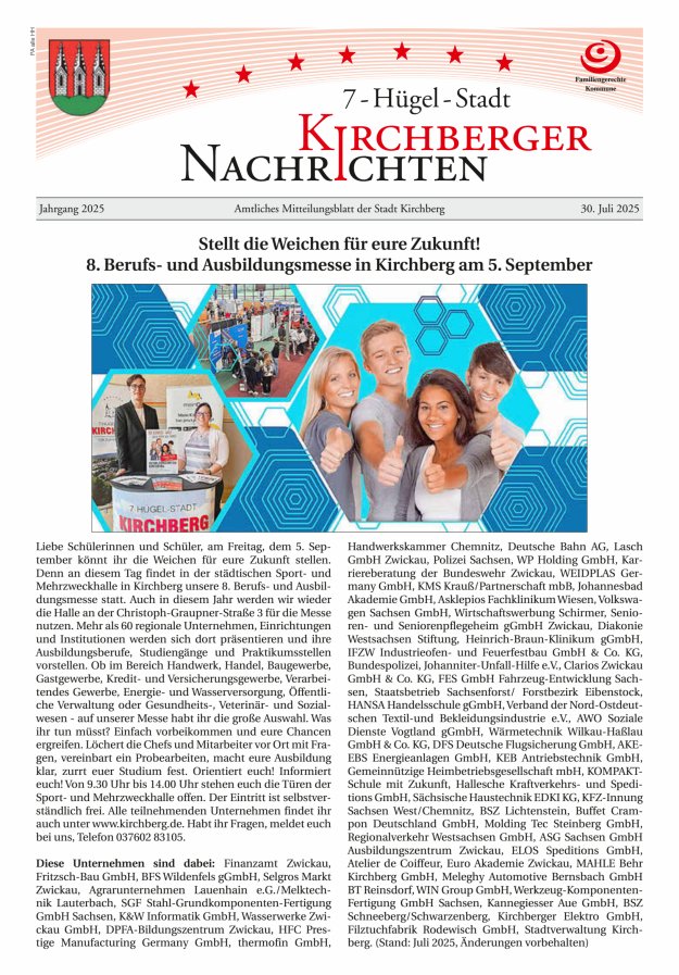 Kirchberger Nachrichten Titelblatt 07/2025