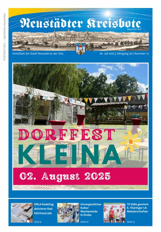 Neustädter Kreisbote Titelblatt 15/2025