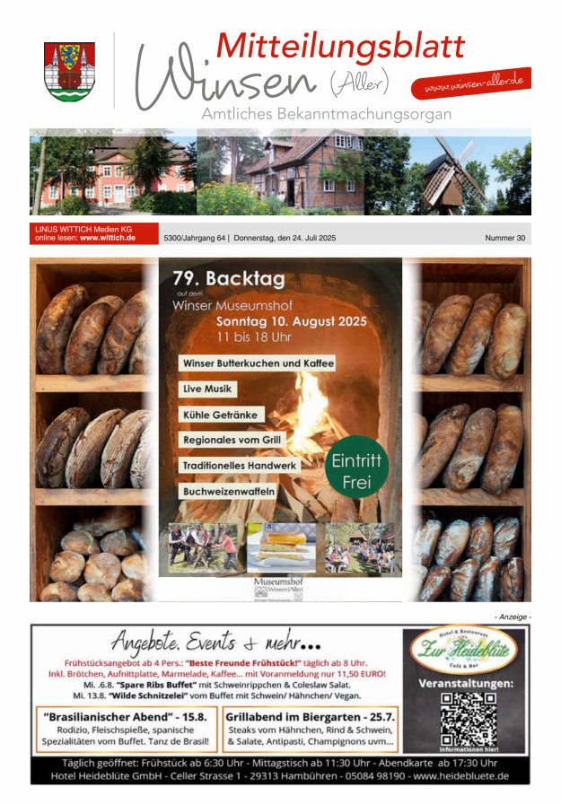 Mitteilungsblatt der Gemeinde Winsen Titelblatt 30/2025