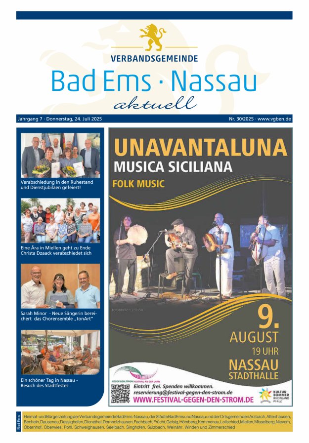 Bad Ems-Nassau aktuell Ausgabe Bad Ems Titelblatt 30/2025
