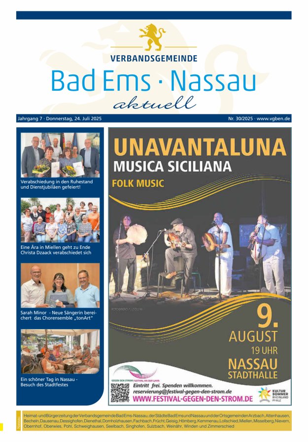 Bad Ems-Nassau aktuell Ausgabe Nassau Titelblatt 30/2025