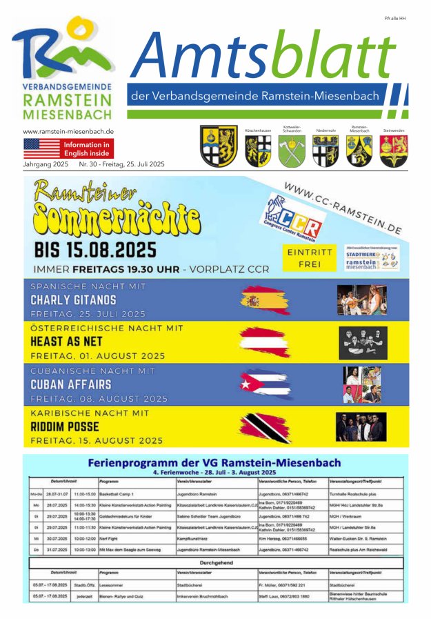 Amtsblatt VG Ramstein-Miesenbach Titelblatt 30/2025