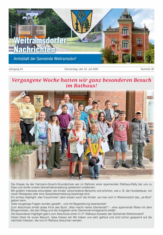 Weitramsdorfer Nachrichten Titelblatt 30/2025