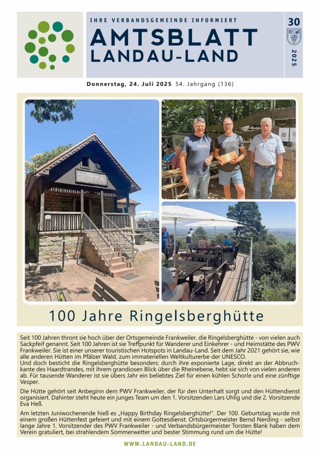 Amtsblatt VG Landau-Land Titelblatt 30/2025
